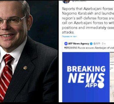 Я призываю азербайджанские силы вернуться на исходные позиции и немедленно прекратить неспровоцированные атаки. Роберт Менендес |